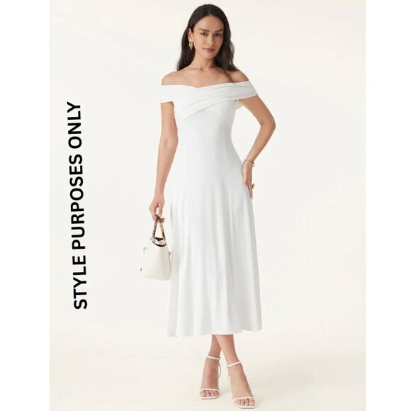 OGL Flowy Criss Cross Off-shoulder Midi Brami Dress SIZE L NWT - Picture 3 of 3